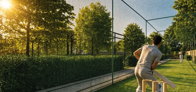 The netted box cricket pitch at Godrej Regent Park